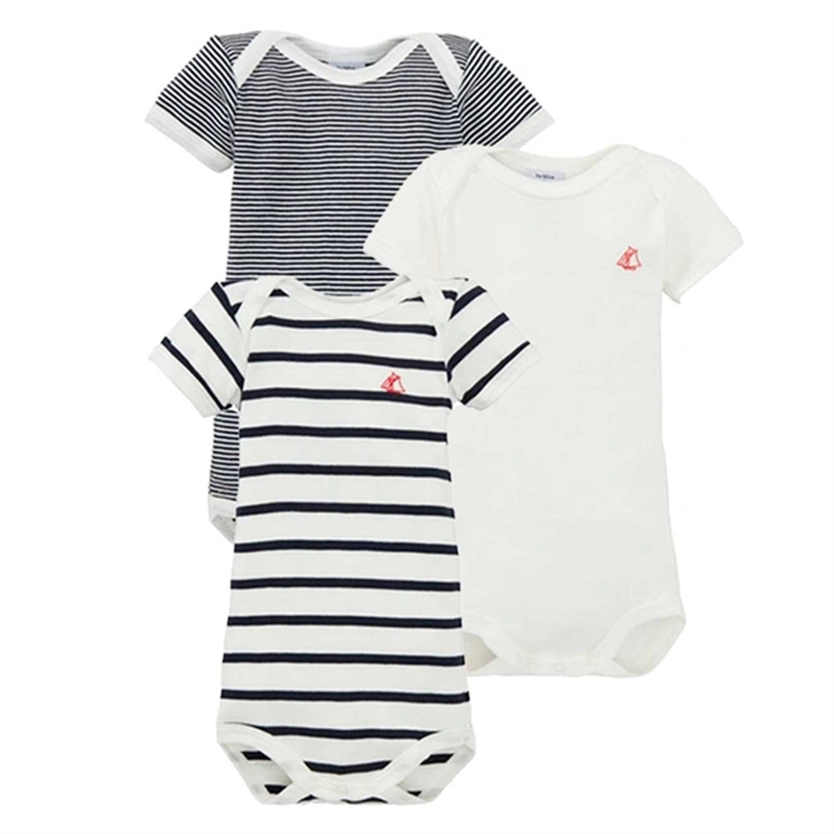 Petit Bateau Body MC 3-pack White/Stripes