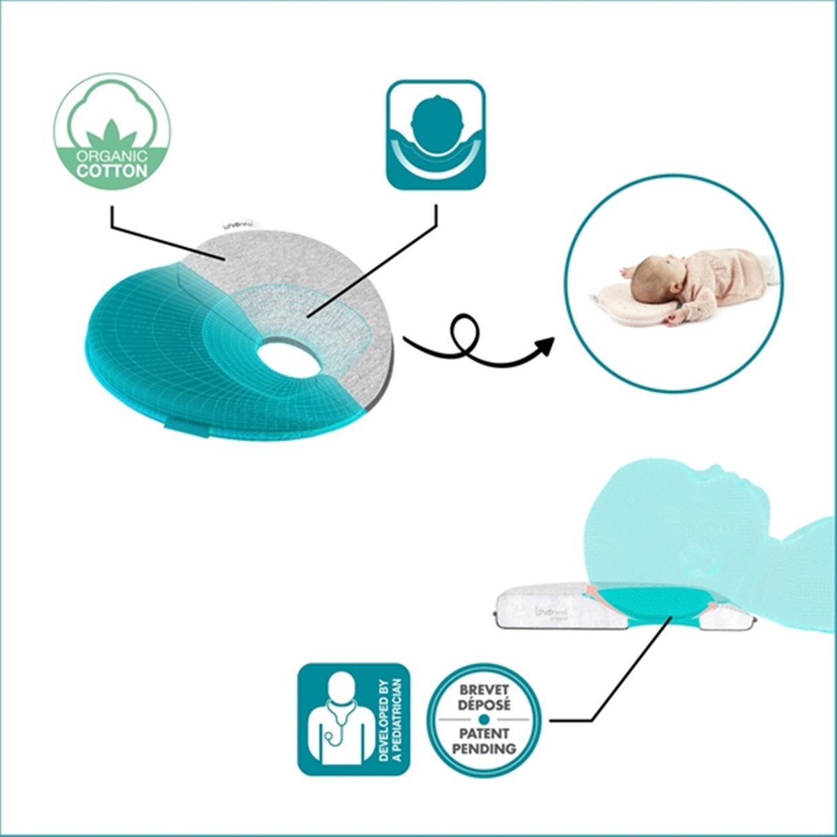 Babymoov Lovenest Baby kudde Original Pink