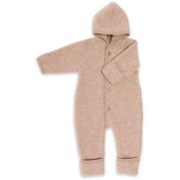 Engel Hooded Onesies m. Træknapper Sand Mélange