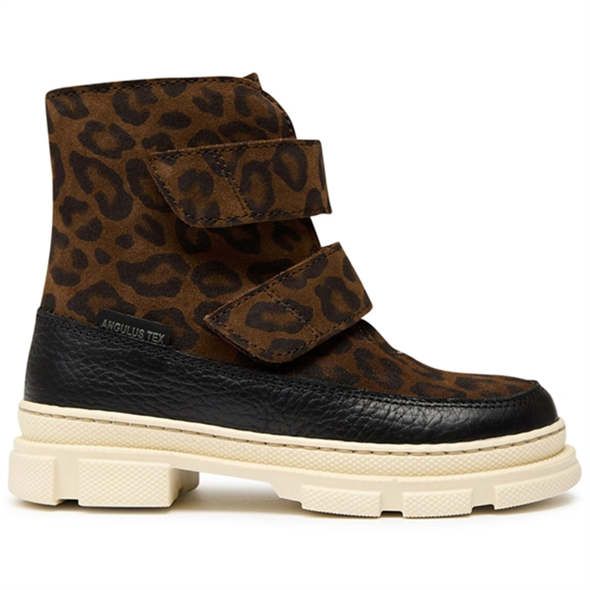 Angulus Tex-Støvle Med Kardborreband Og Uldfoer Black/ Brown leo 2
