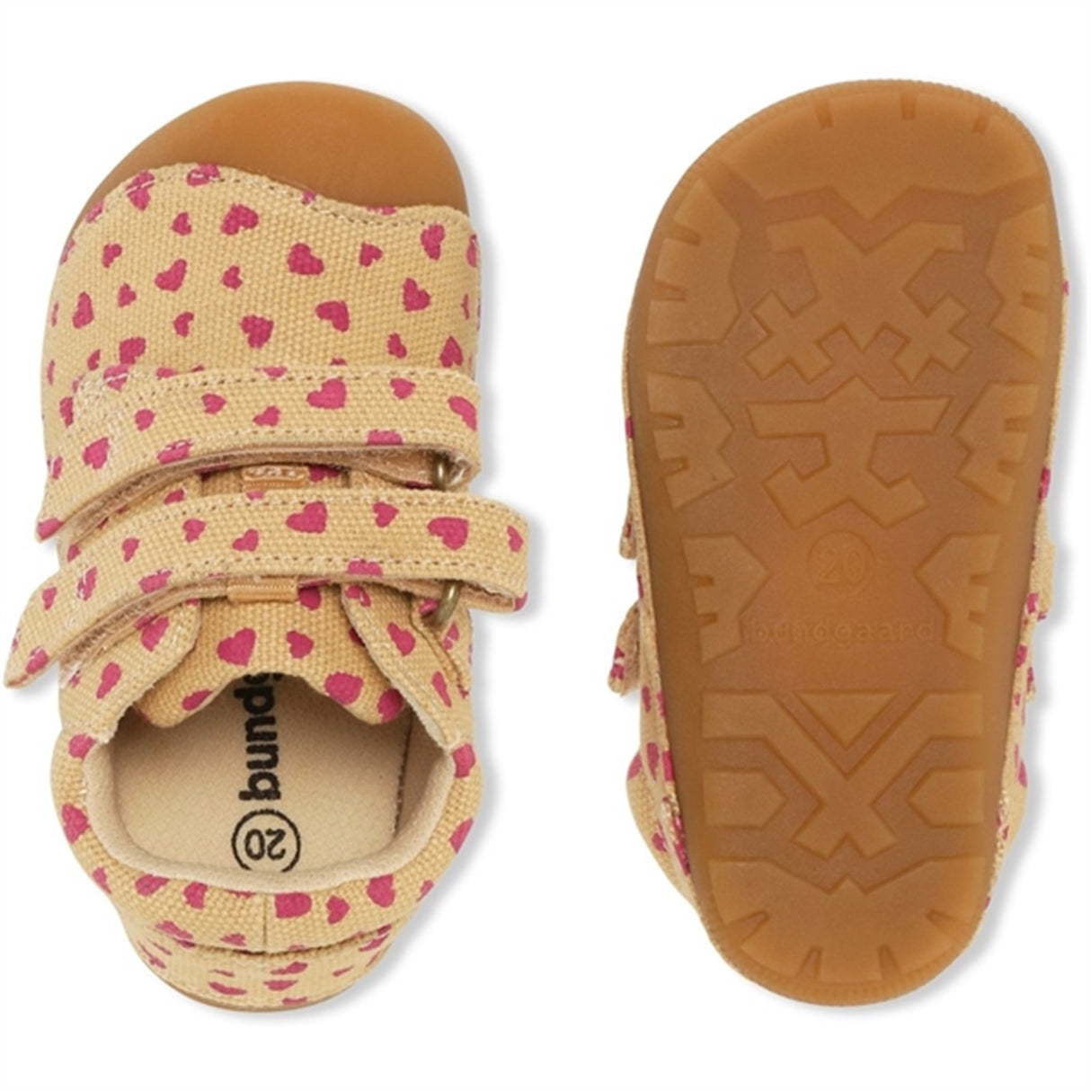 Bundgaard Nybörjarskor Petit Strap Canvas Beige Hearts