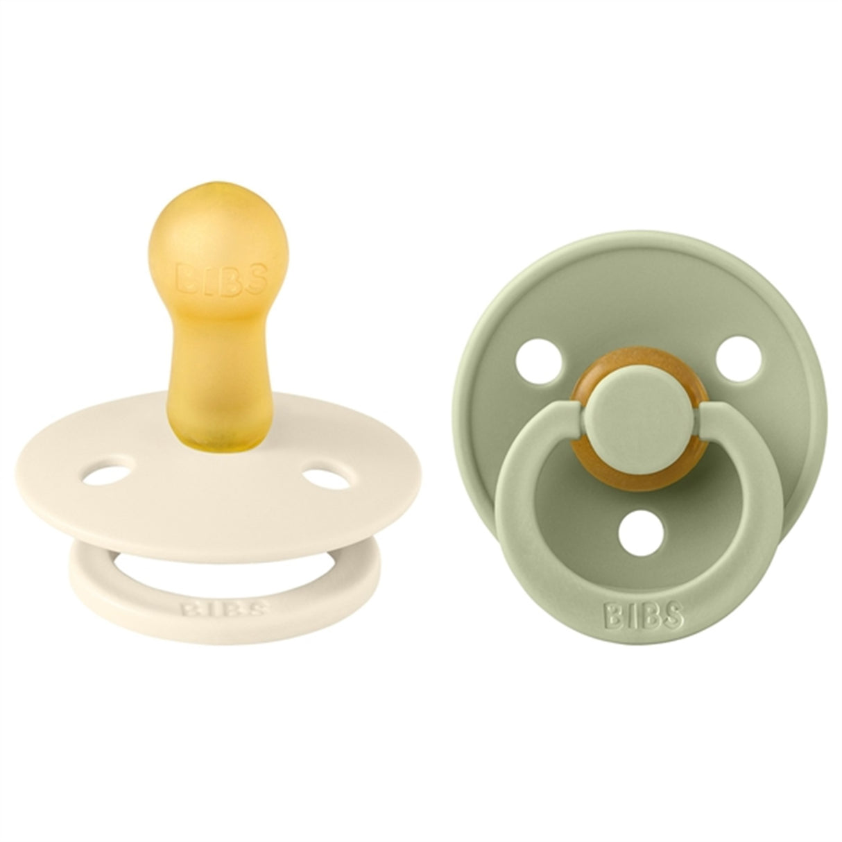 Bibs Color Latex Nappar 2-pack Round Ivory / Sage