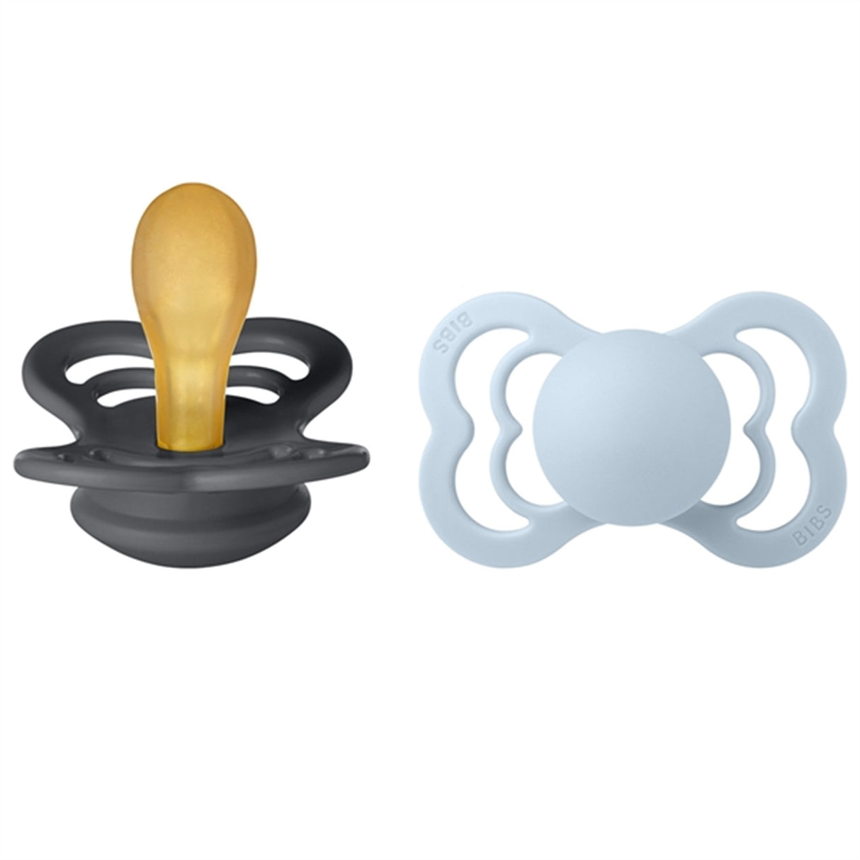 Bibs Supreme Latex Nappar 2-pack Symmetrisk järn / babyblå