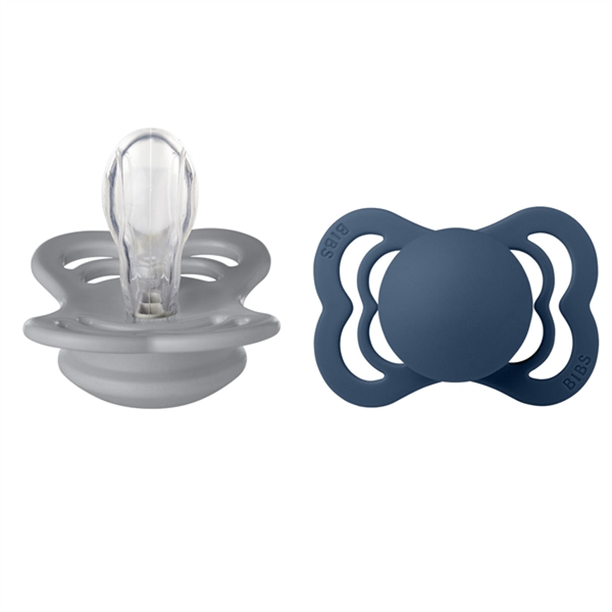 Bibs Supreme Silikone Nappar 2-pack Symmetrisk Cloud/Steel Blue
