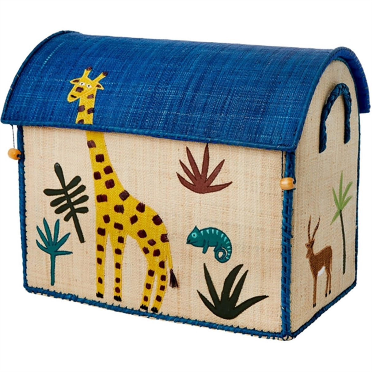 RICE Jungle Theme Raffia Kurvehus til Opbevaring 3-pak