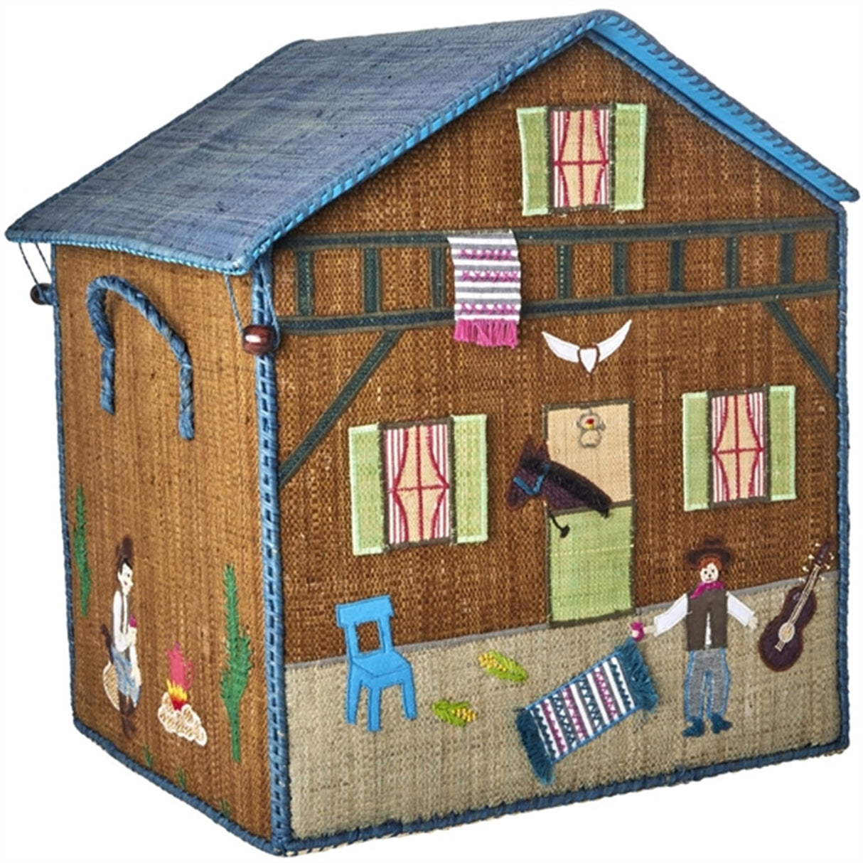 RICE Adventure Theme Raffia Kurvehus til Förvaring 3-pack