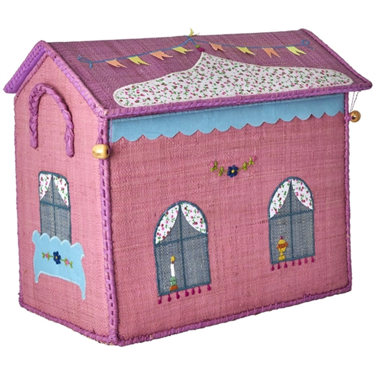 RICE Castle Theme Raffia Kurvehus til Förvaring 3-pack