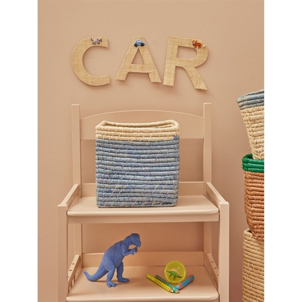 RICE Blue/Nature Firkantet Förvaringskorg Lille