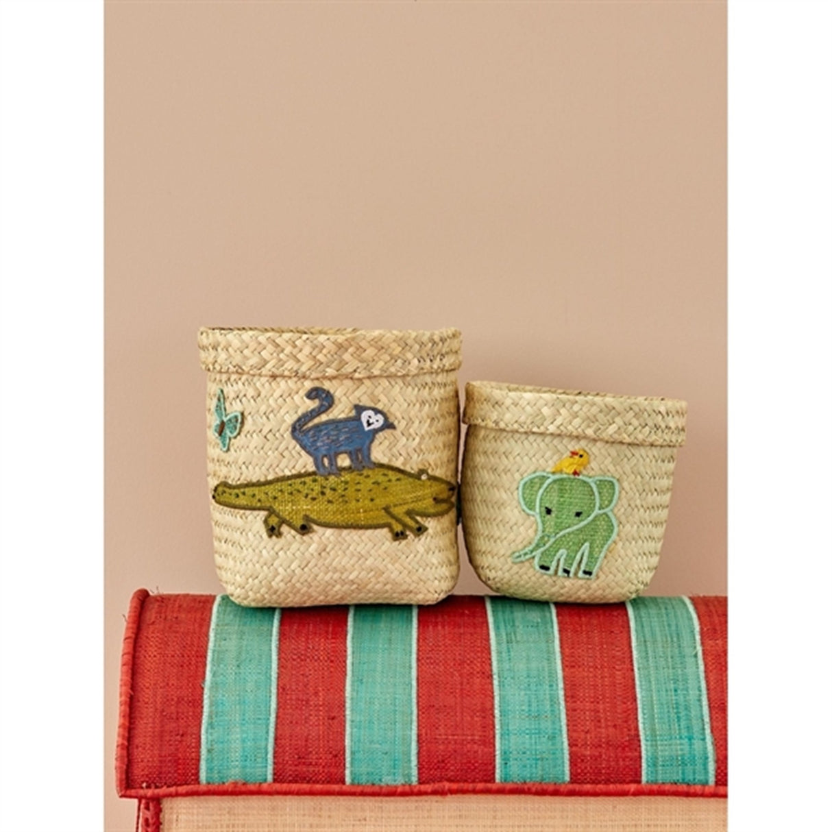 RICE Nature Förvaringskorg med Dyremotiv Ekstra Lille 2-pack