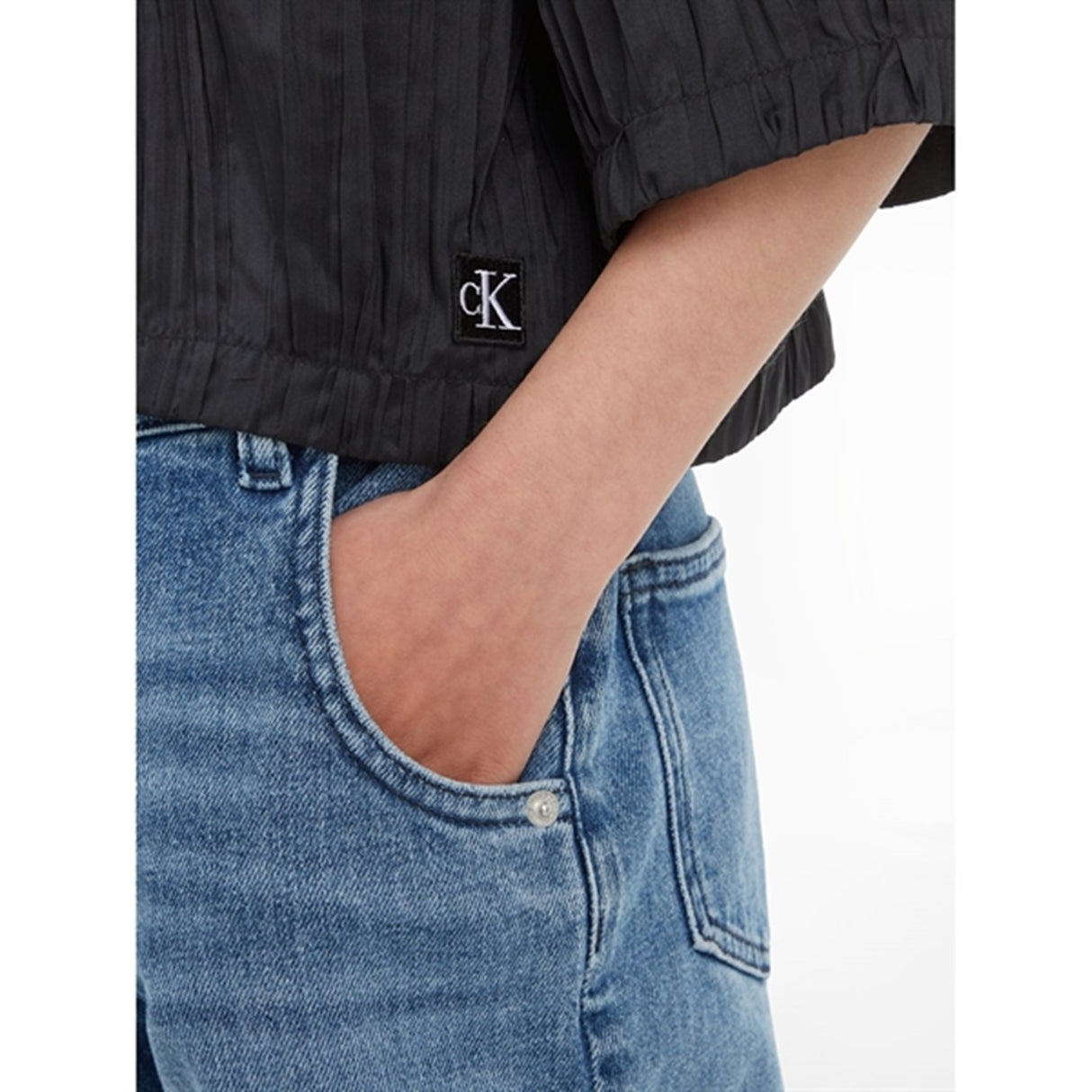 Calvin Klein Festive Plisse T-Shirt Ck Black