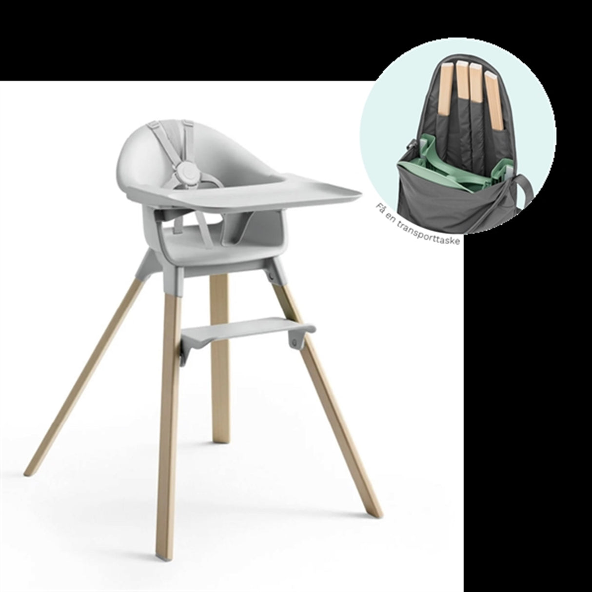 Stokke® Clikk™ Højstol Cloud Grey Inkl. Transport Taske