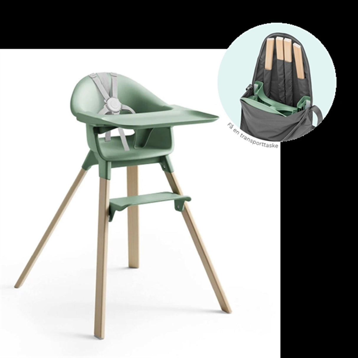 Stokke® Clikk™ Højstol Clover Green Inkl. Transport Taske
