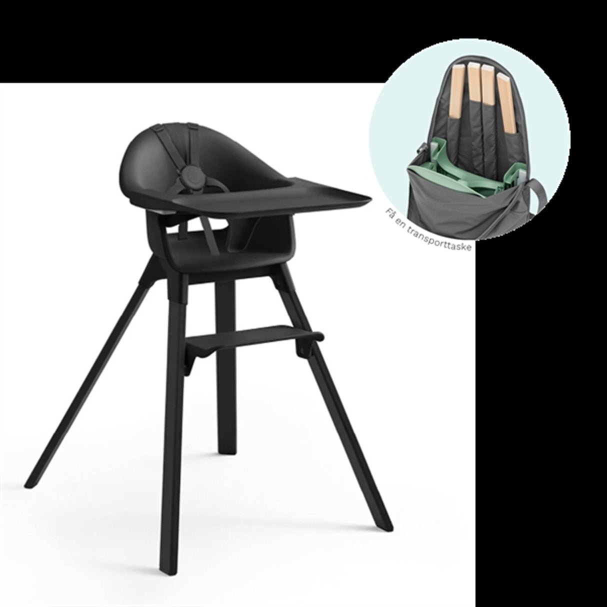Stokke® Clikk™ Højstol Midnight Black Inkl. Transport Taske