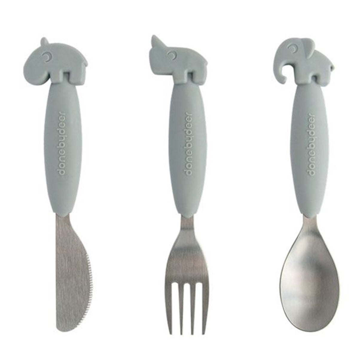 Done by Deer YummyPlus Easy Grip Cutlery set Grey
