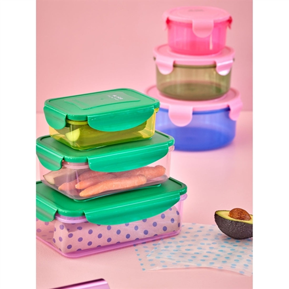 RICE Multicolor Opbevaringsbøtter 3-pack