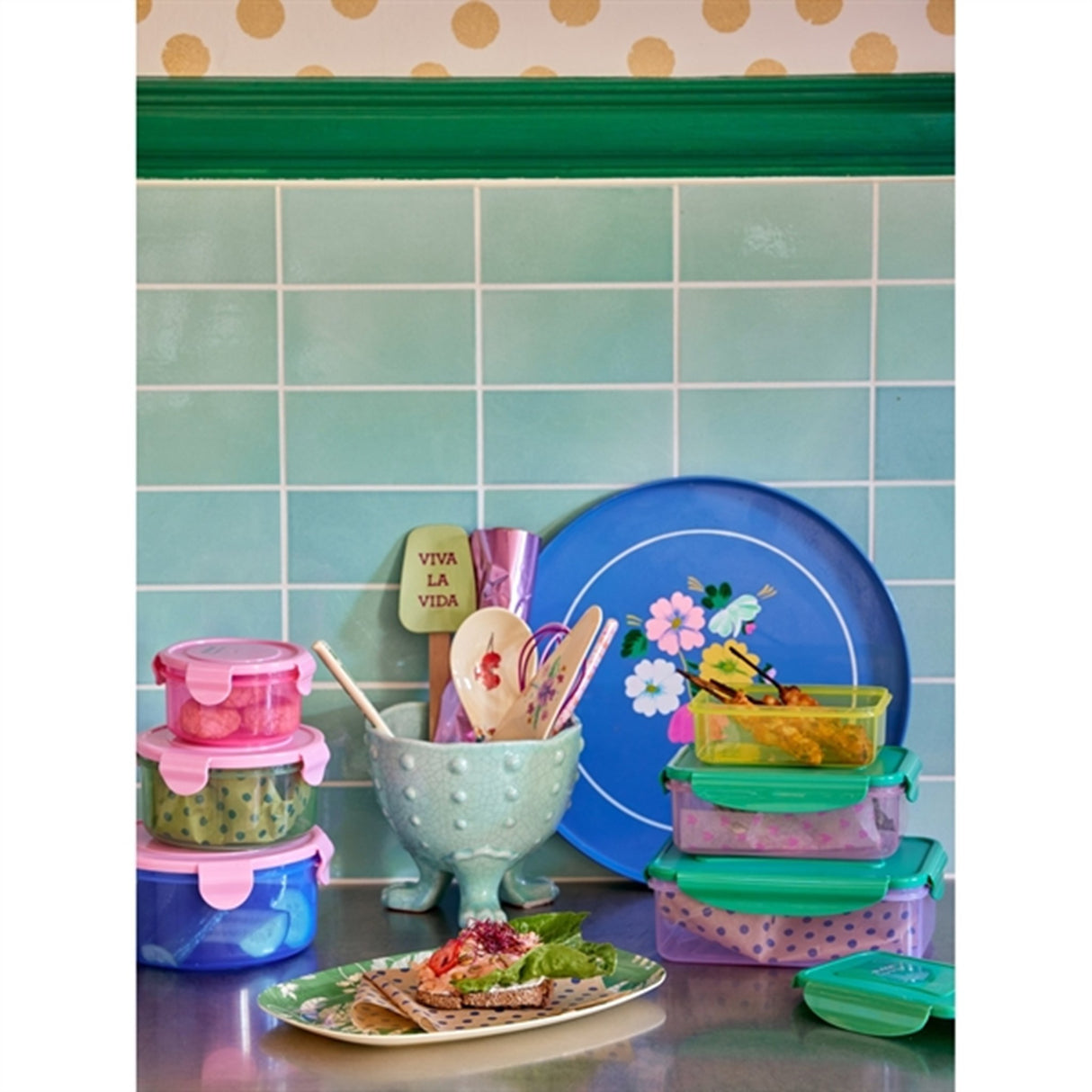 RICE Multicolor Opbevaringsbøtter 3-pack