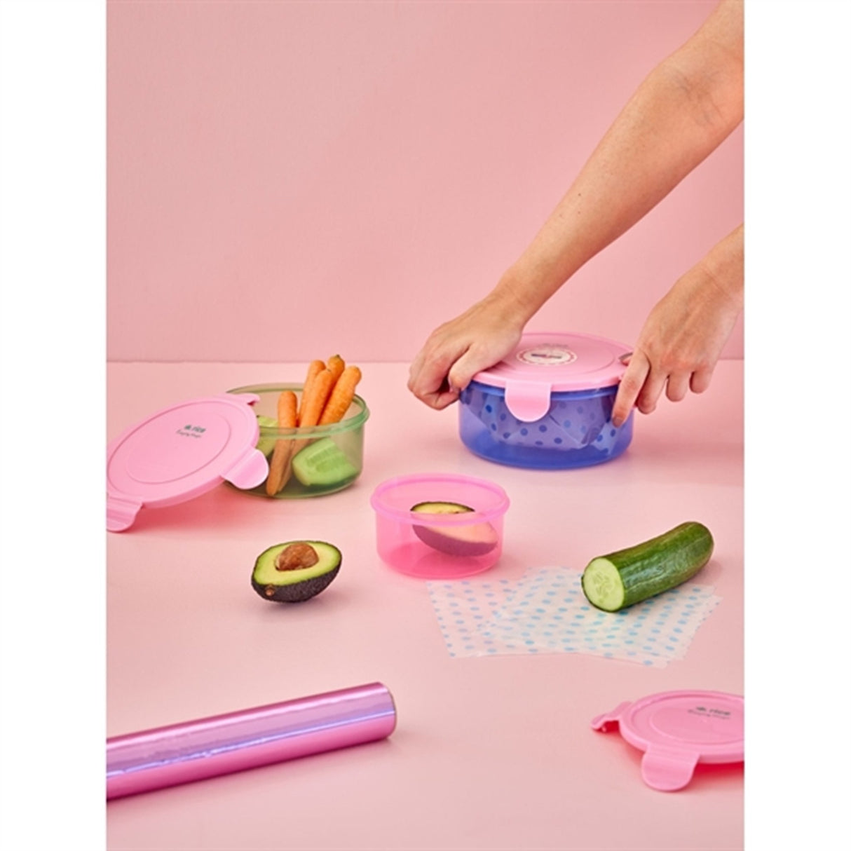 RICE Multicolor Opbevaringsbøtter 3-pack