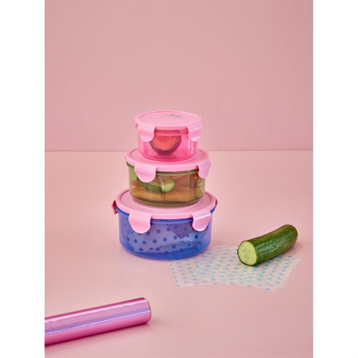 RICE Multicolor Opbevaringsbøtter 3-pack