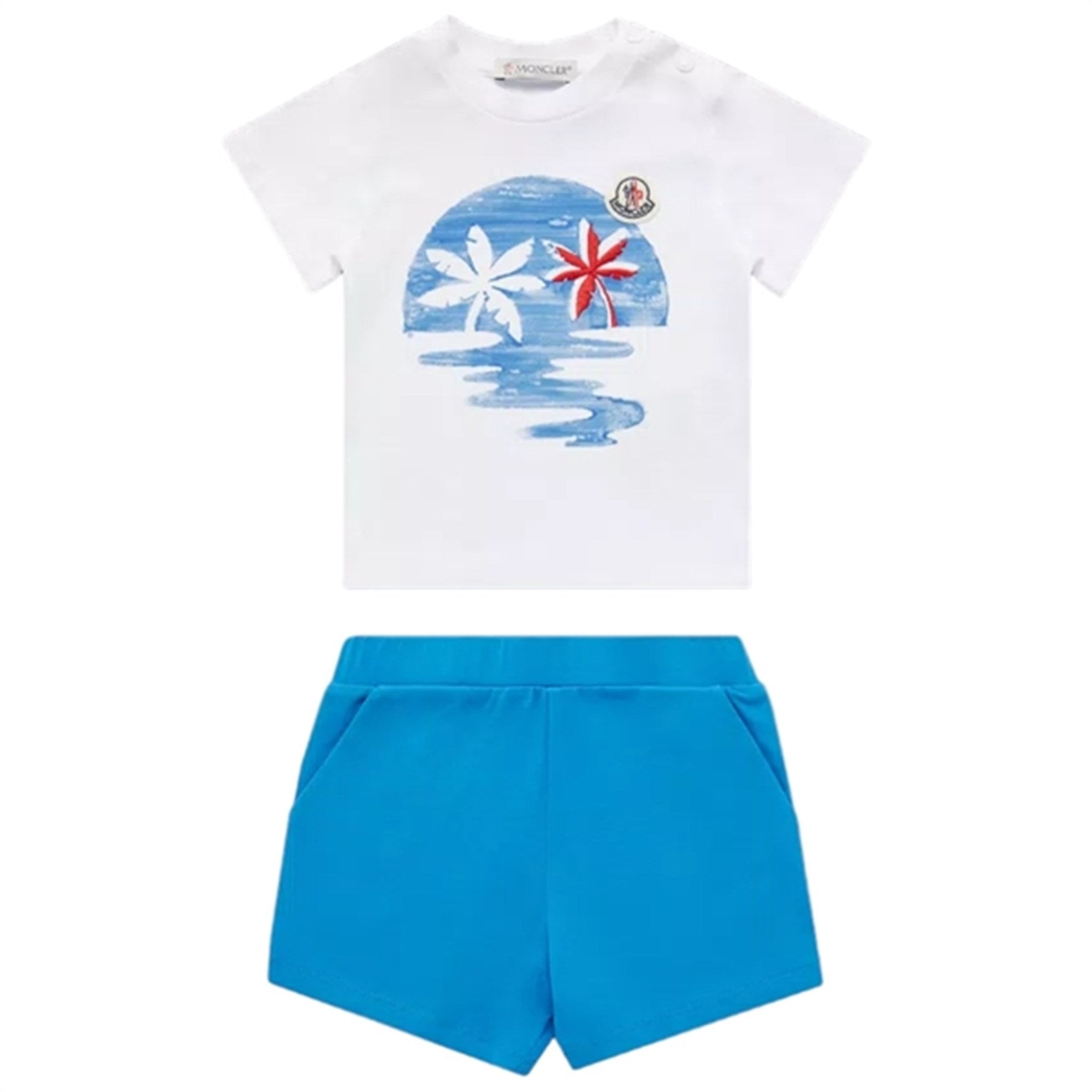 Moncler T-Shirt och Shorts Set Optical White & Blue