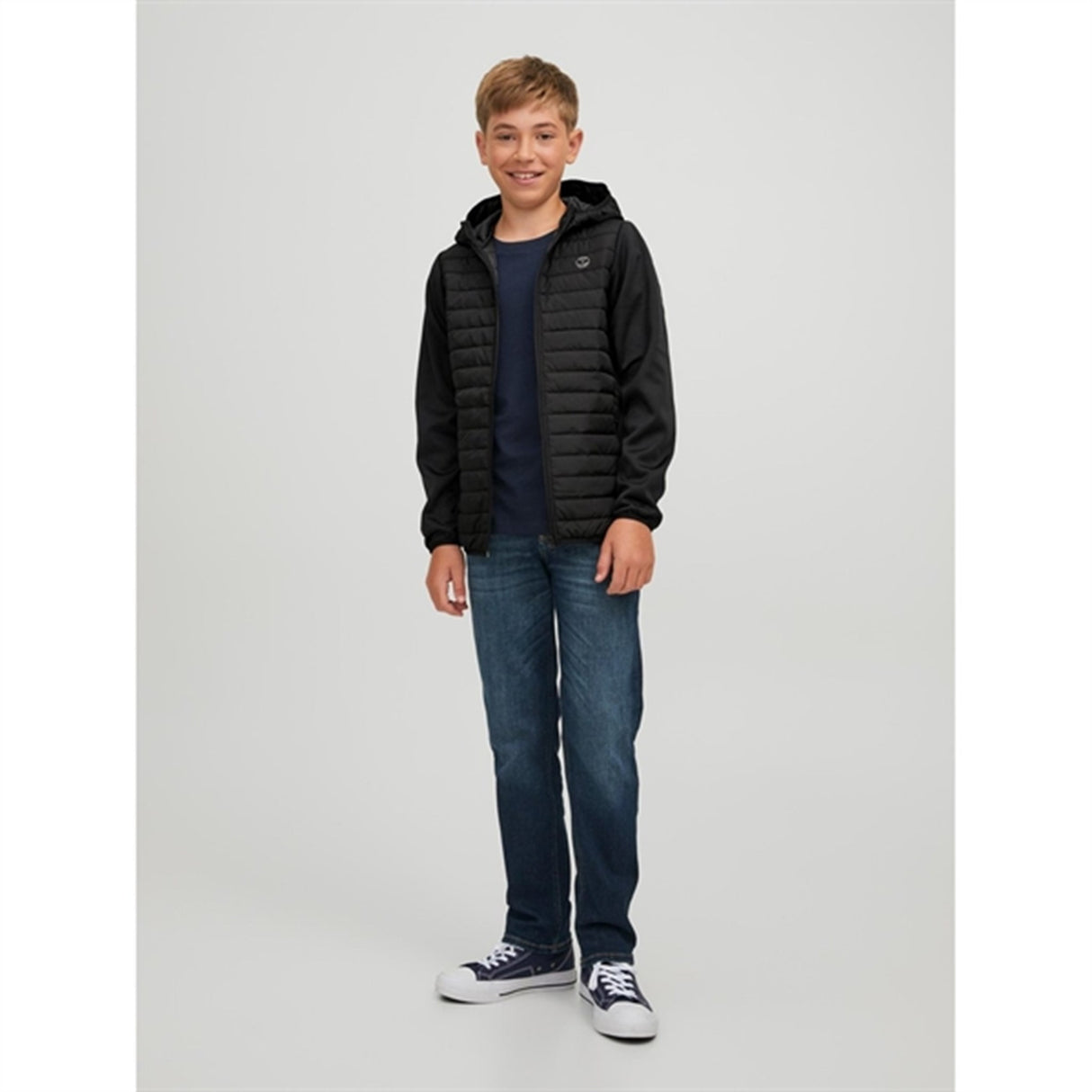 Jack & Jones Junior Black Multi Quiltad Övergångsjacka Noos