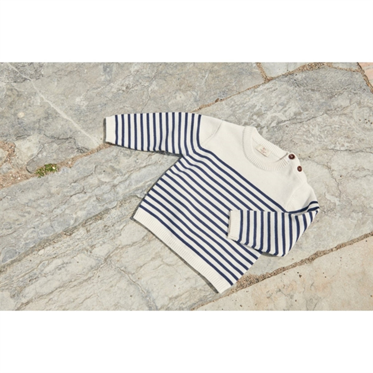 Copenhagen Colors Cream Navy Combi Stickad Striped Sailor Sweater