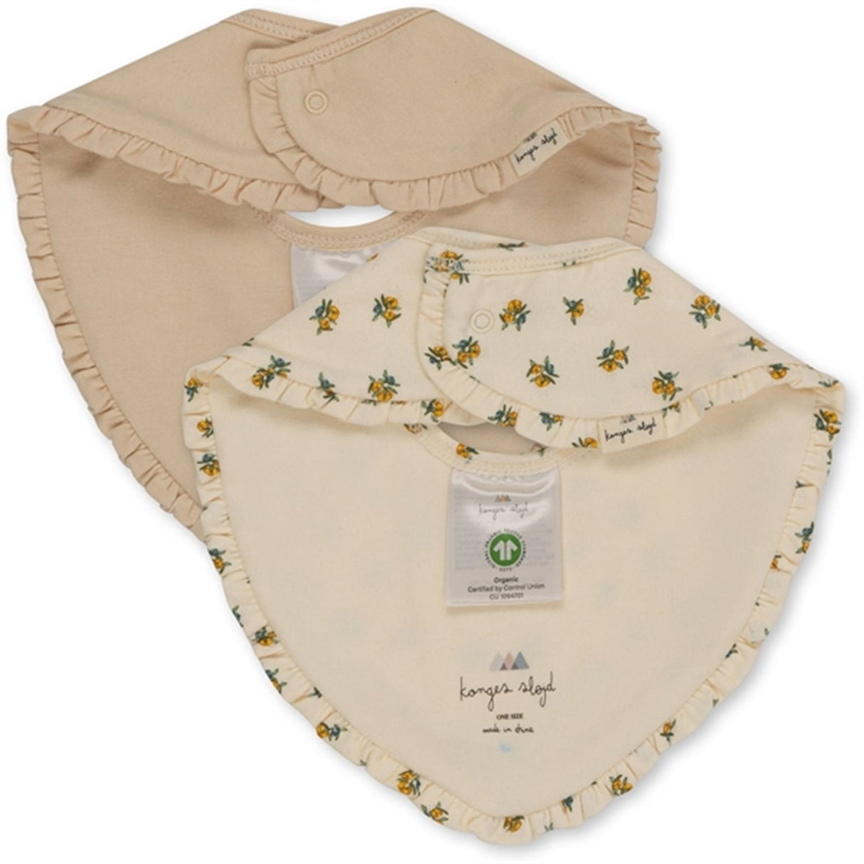 Konges Sløjd Haklapp Basis 2-Pak Frill Peonia Limone/Brazilian Sand