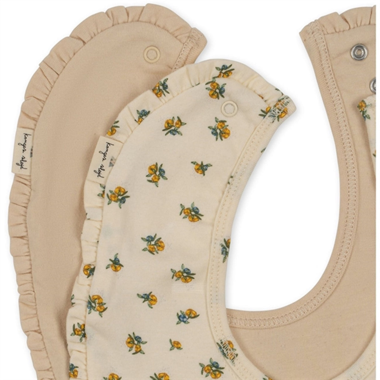 Konges Sløjd Haklapp Basis 2-Pak Frill Peonia Limone/Brazilian Sand