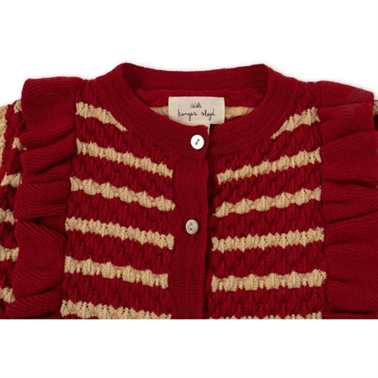 Konges Sløjd Jolly Stripe Cane Stickat Frill Ull Cardigan