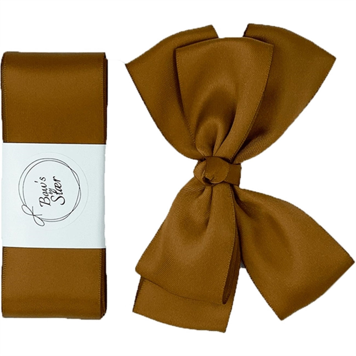Bow's by Stær Dopband Satin m. Dobbelt Rosett Golden Brown