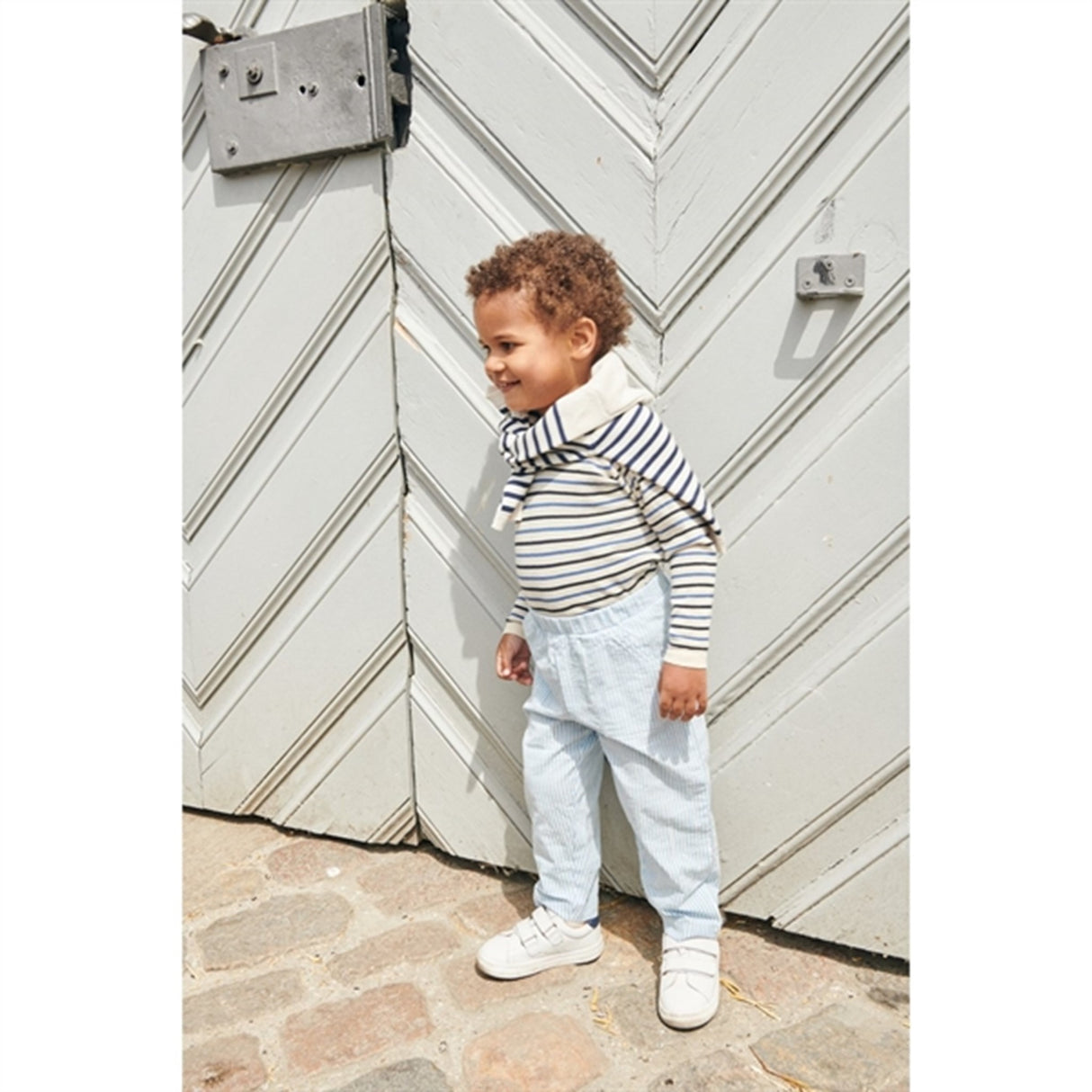 Copenhagen Colors Cream/Navy/Sky Blue Comb. Stickat Blus