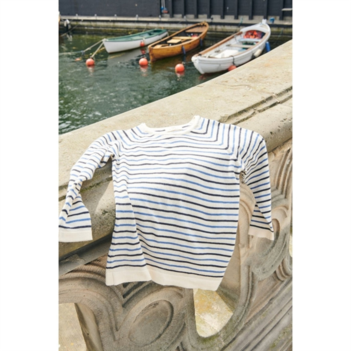 Copenhagen Colors Cream/Navy/Sky Blue Comb. Stickat Blus