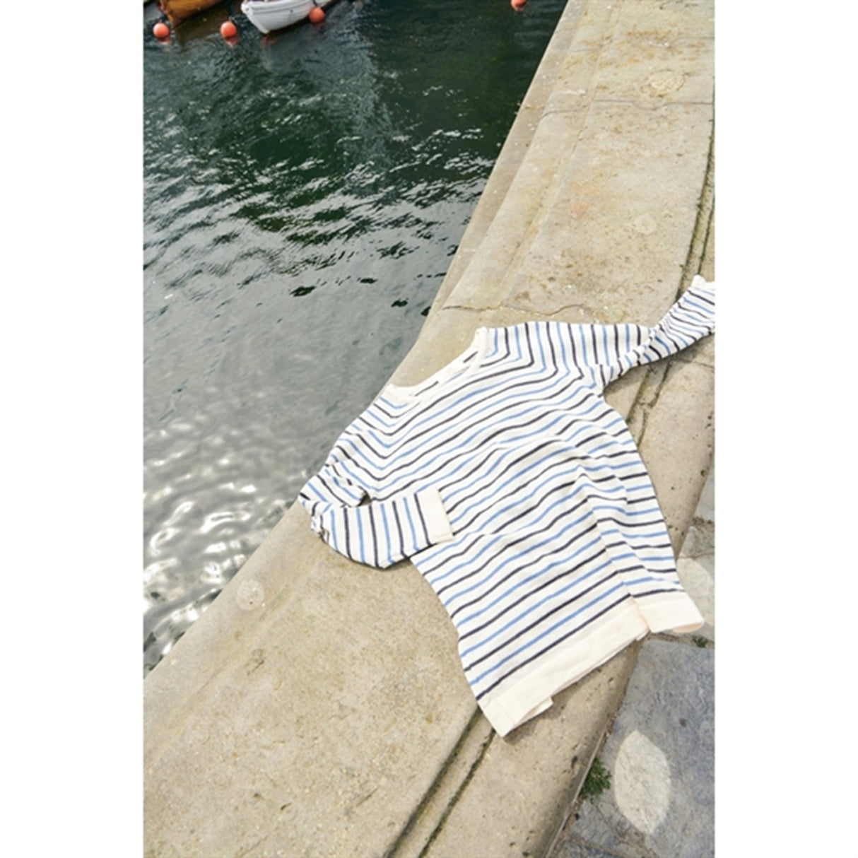 Copenhagen Colors Cream/Navy/Sky Blue Comb. Stickat Blus