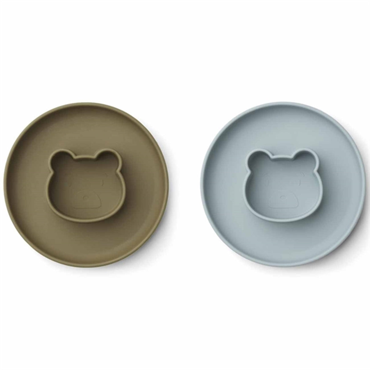 Liewood Gordon Silikon Plate 2-pack Mr Bear Blue Fog / Khaki Mix