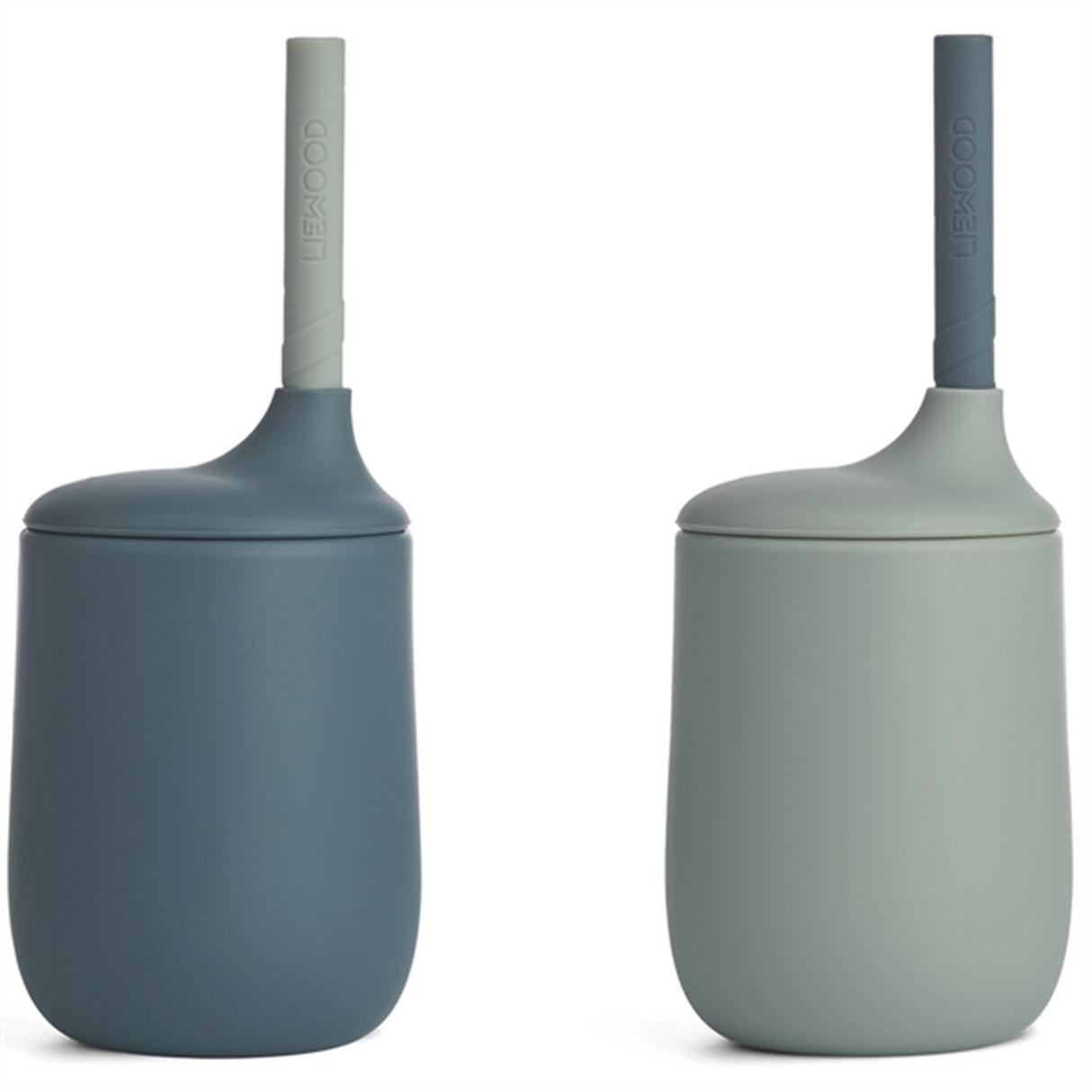 Liewood Ellis Sippy Silikonhuvud 2-pack Whale Blue/Dove Blue Mix