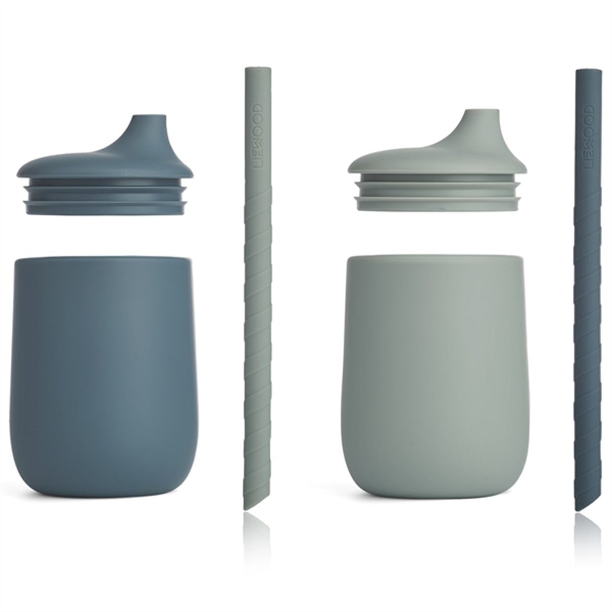 Liewood Ellis Sippy Silikonhuvud 2-pack Whale Blue/Dove Blue Mix