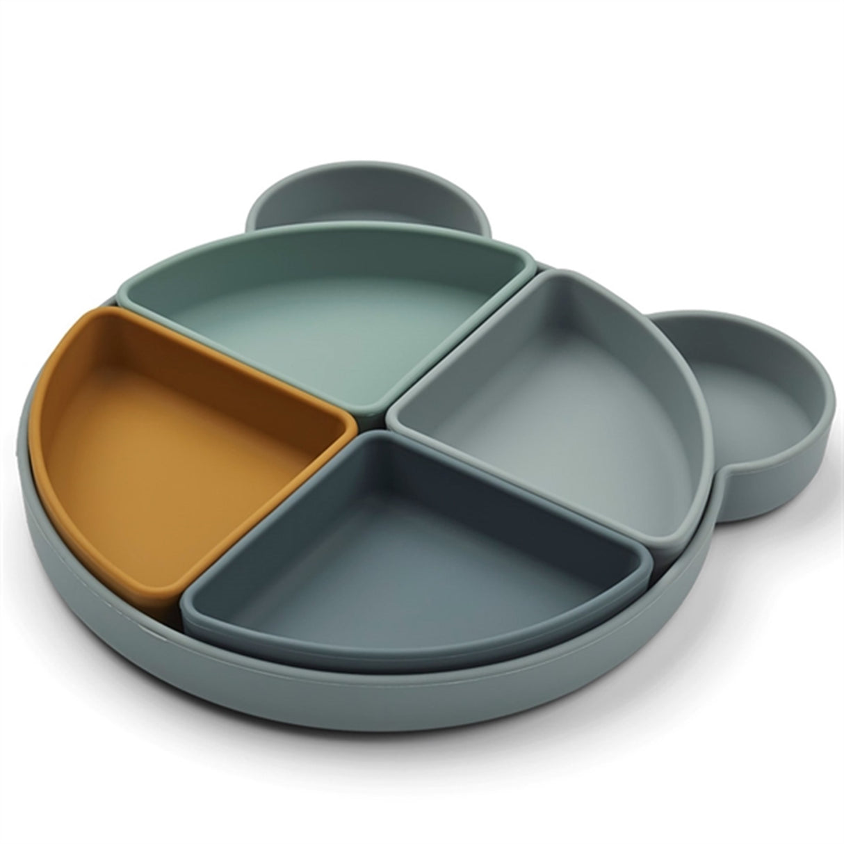 Liewood Arne Silikon Opdelt Tallrik Mr Bear Blue Fog Multi Mix