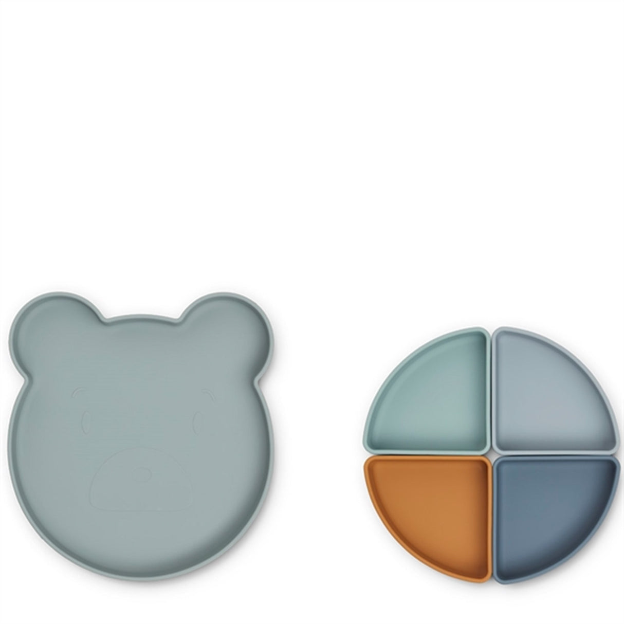 Liewood Arne Silikon Opdelt Tallrik Mr Bear Blue Fog Multi Mix