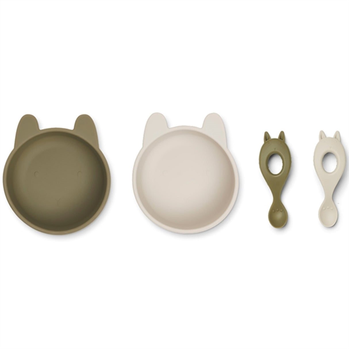 Liewood Evan Silikon Set 2-pack Rabbit Khaki/Sandy Mix