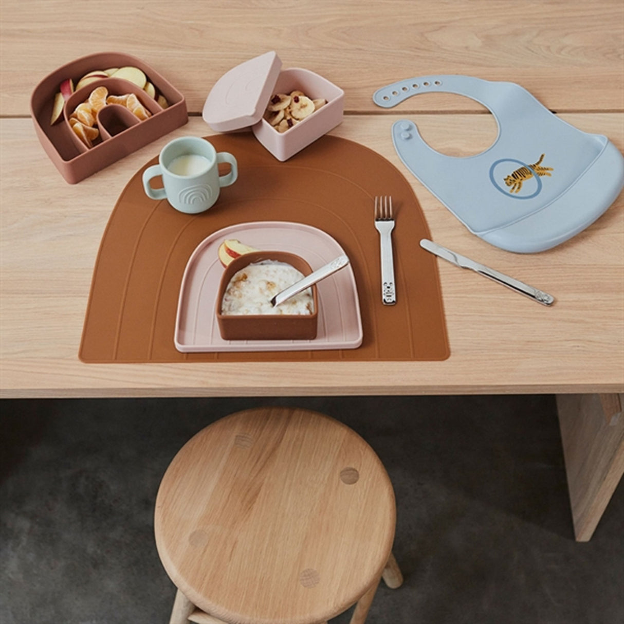 OYOY Rainbow Tallrik & Skål Rose/Fudge