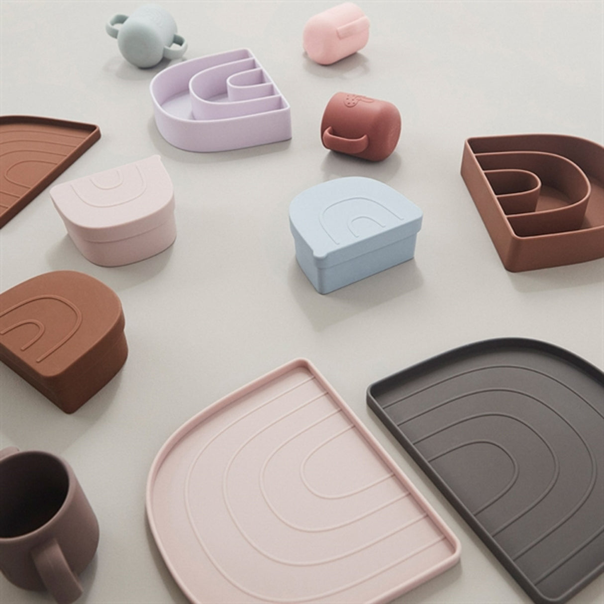 OYOY Rainbow Tallrik & Skål Rose/Fudge