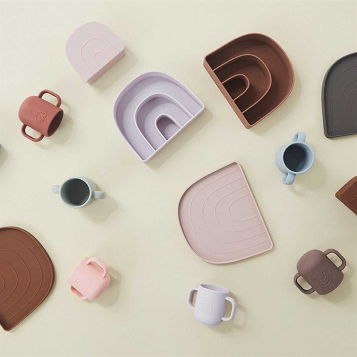 OYOY Rainbow Tallrik & Skål Rose/Fudge