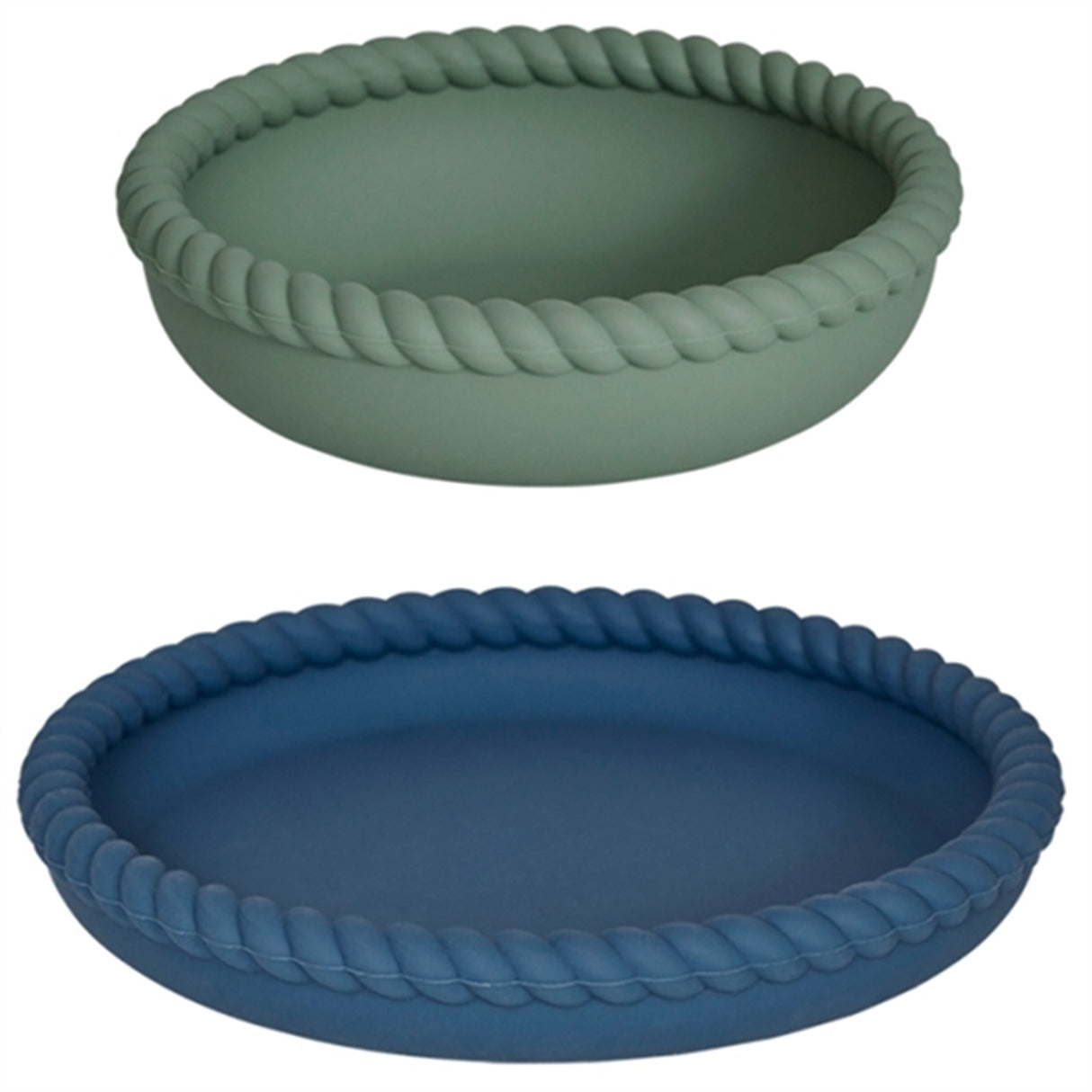 OYOY Mellow Tallrik Och Skål Blue/Olive
