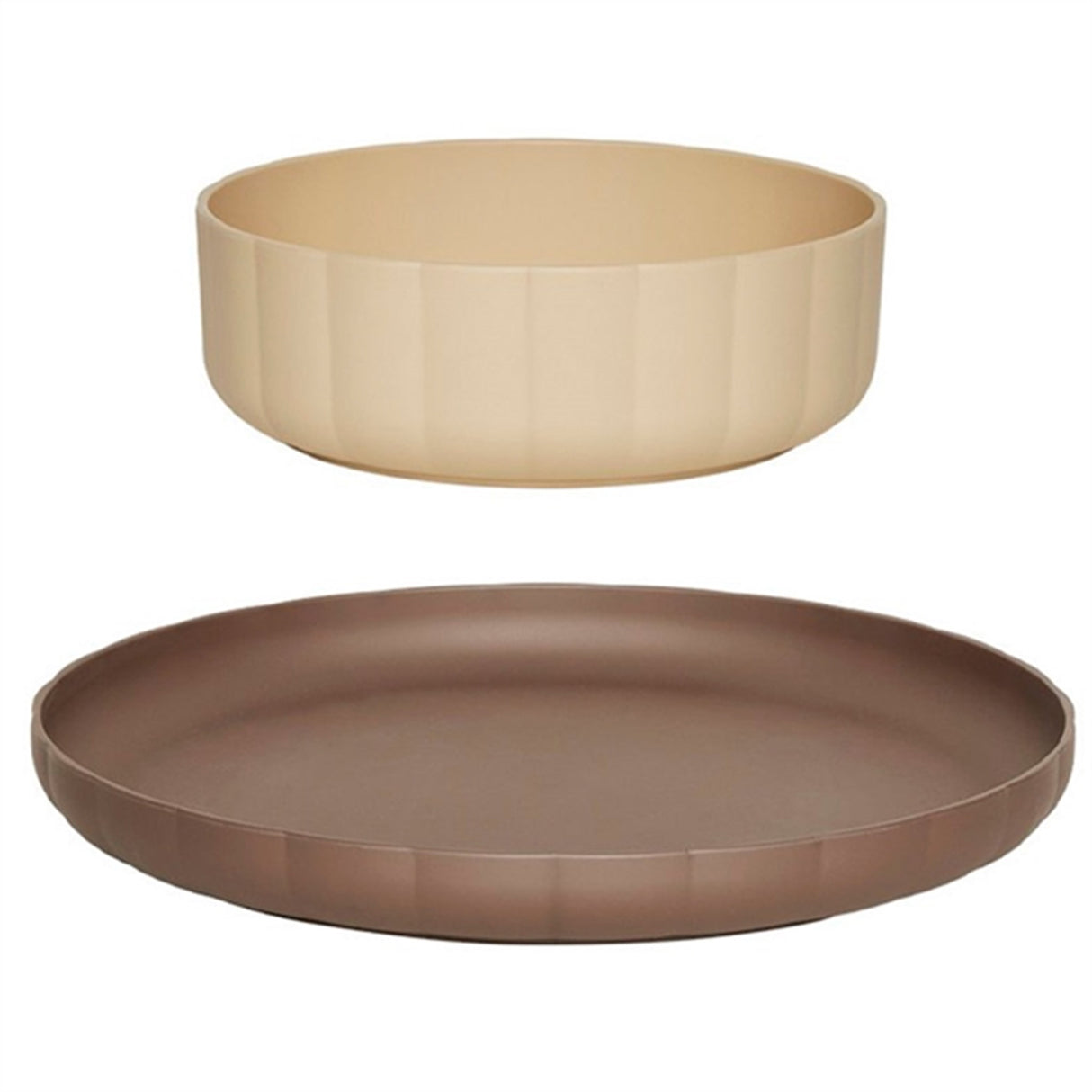 OYOY Pullo Tallrik och Skål Taupe / Vanilla