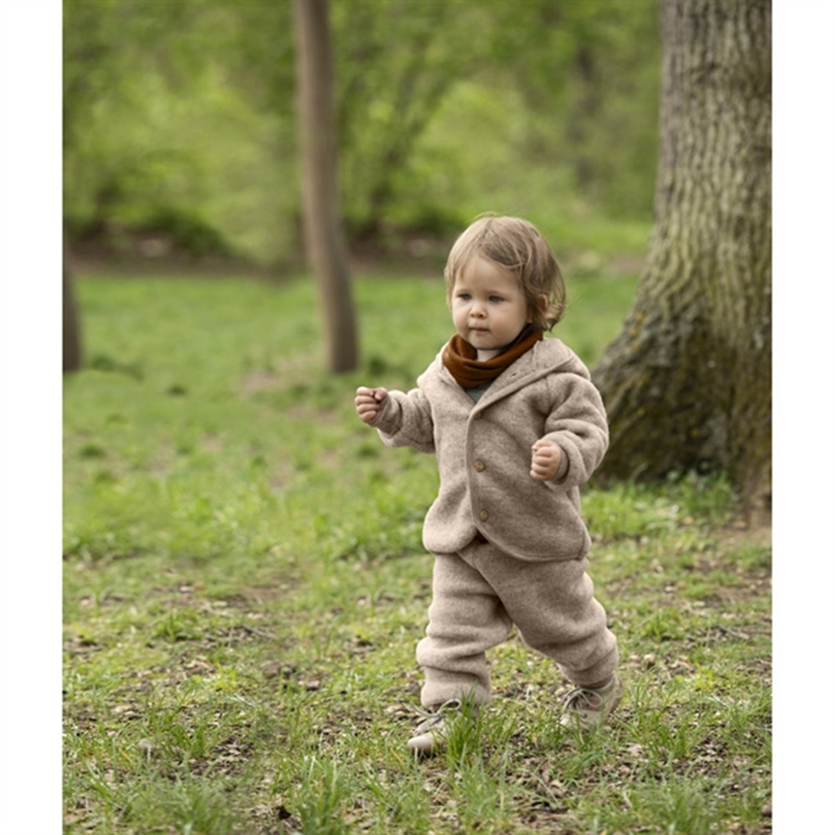 Engel Hooded Jacka m. Træknapper Sand Mélange