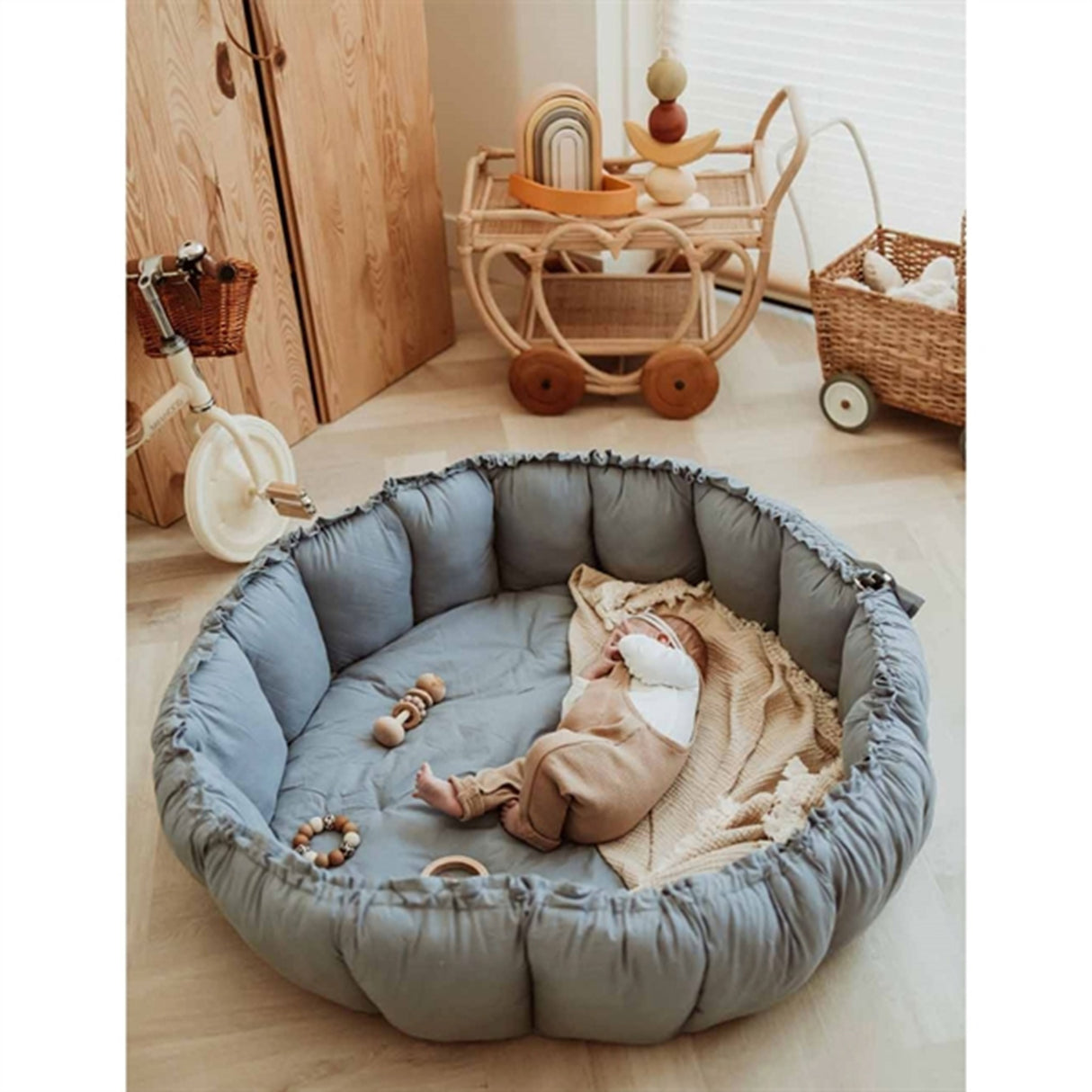 Play&Go 3-i-1 Lekmatta Organic Bloom Dusty Blue