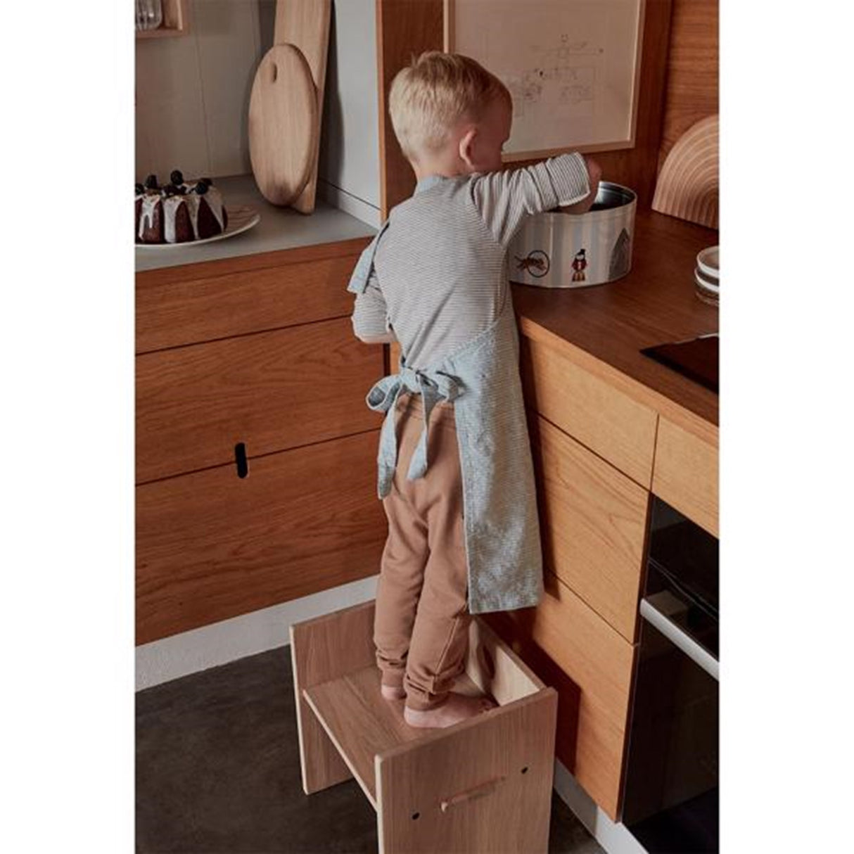 OYOY Gobi Förkläde Vit / Dusty Blue