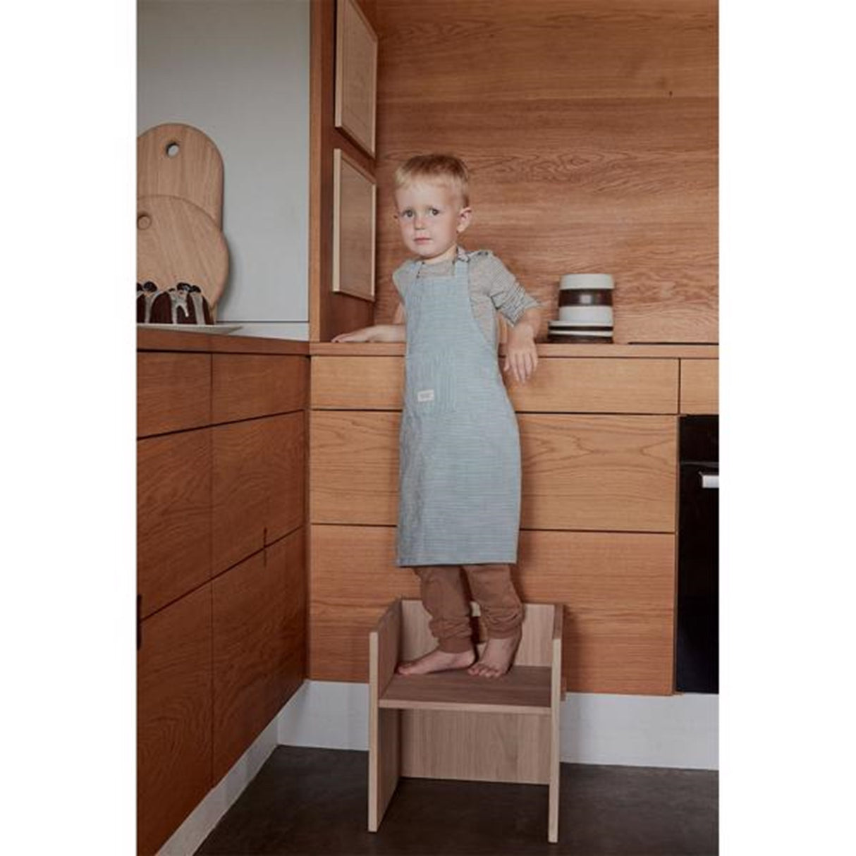 OYOY Gobi Förkläde Vit / Dusty Blue