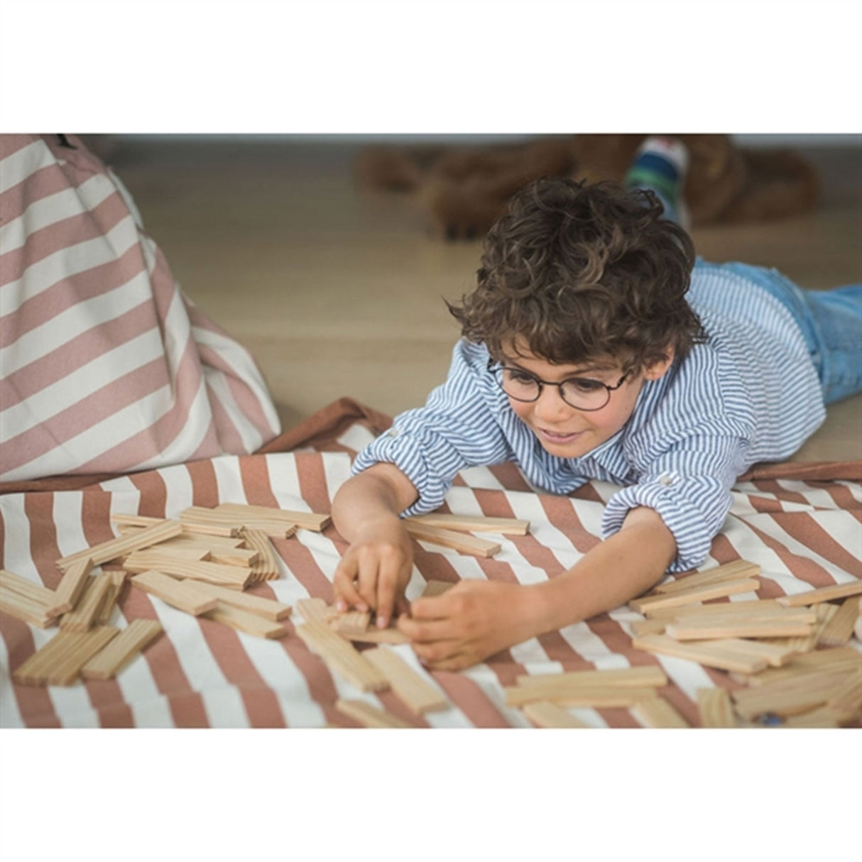 Play&Go 2-i-1 Lekmatta Stripes Brown