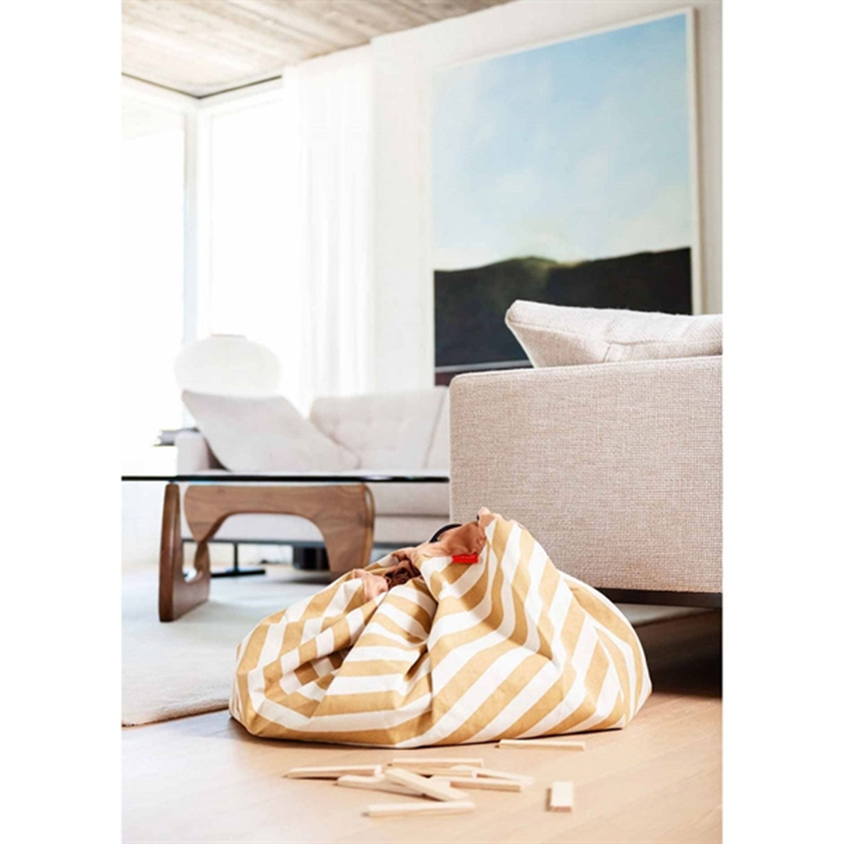 Play&Go 2-i-1 Lekmatta Stripes mustard