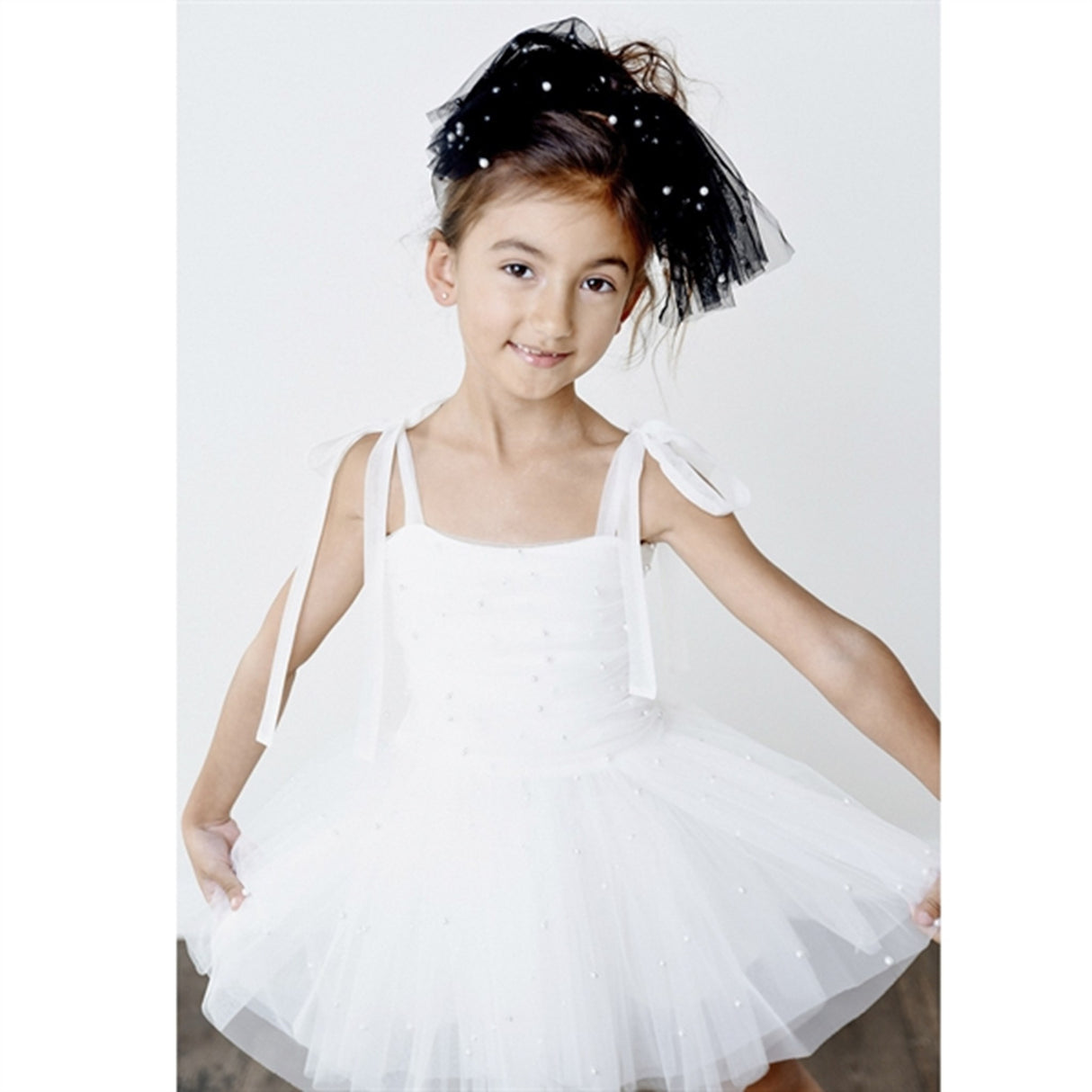Dolly by Le Petit Tom Pearl Tulle Ballerinaskor Klänning White